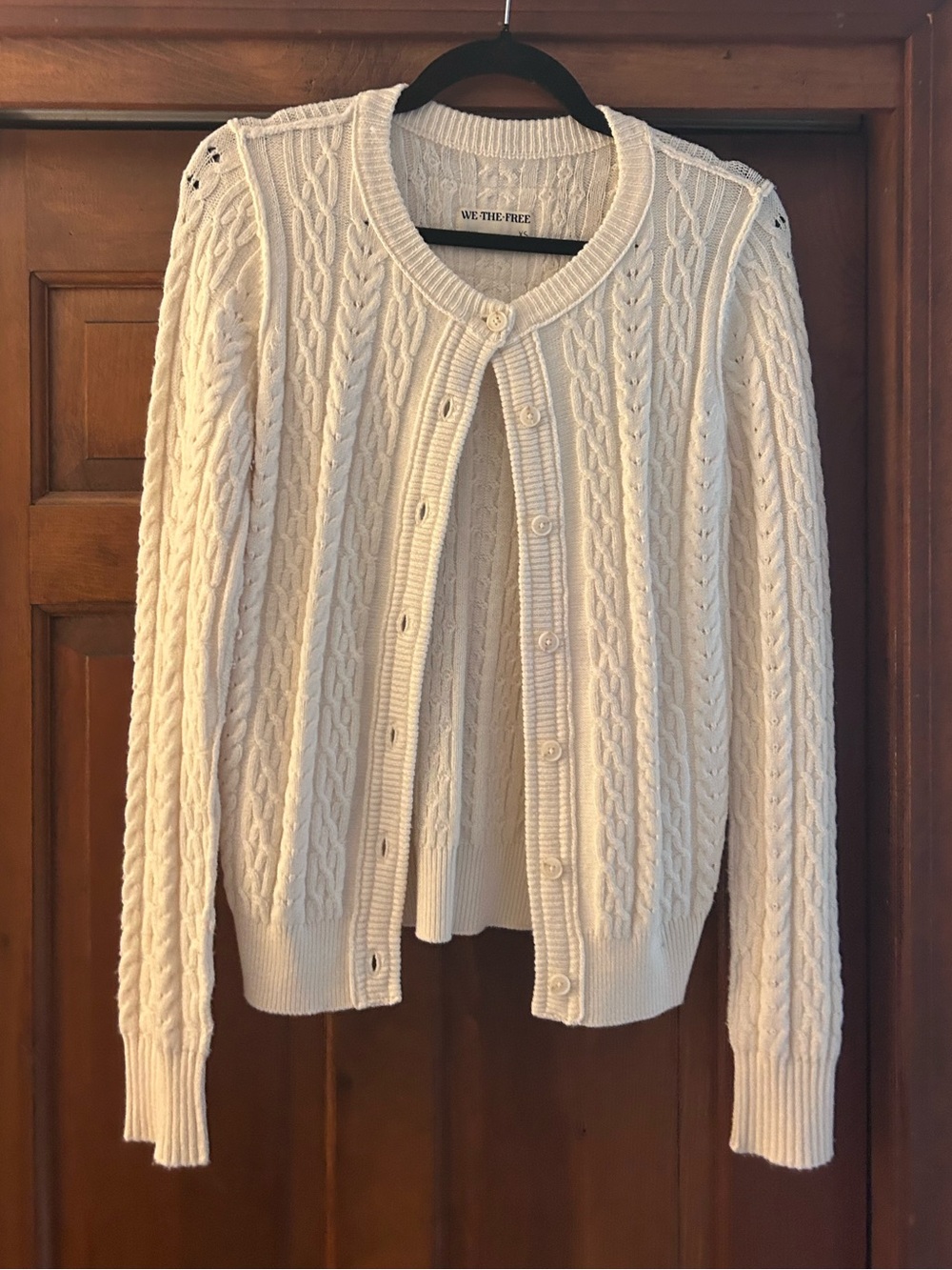 We The Free Cable Knit Cream Cardigan